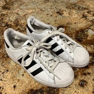 ADIDAS Superstar White and Black Sneakers Size 6 1/2